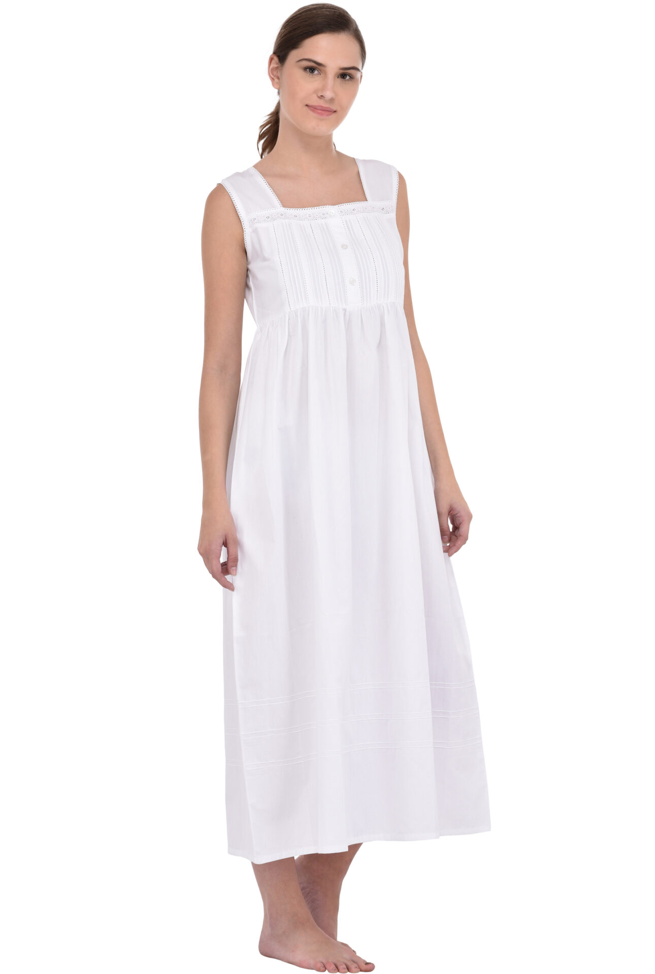 White Pure Cotton Nightdress – Cotton Lane – London