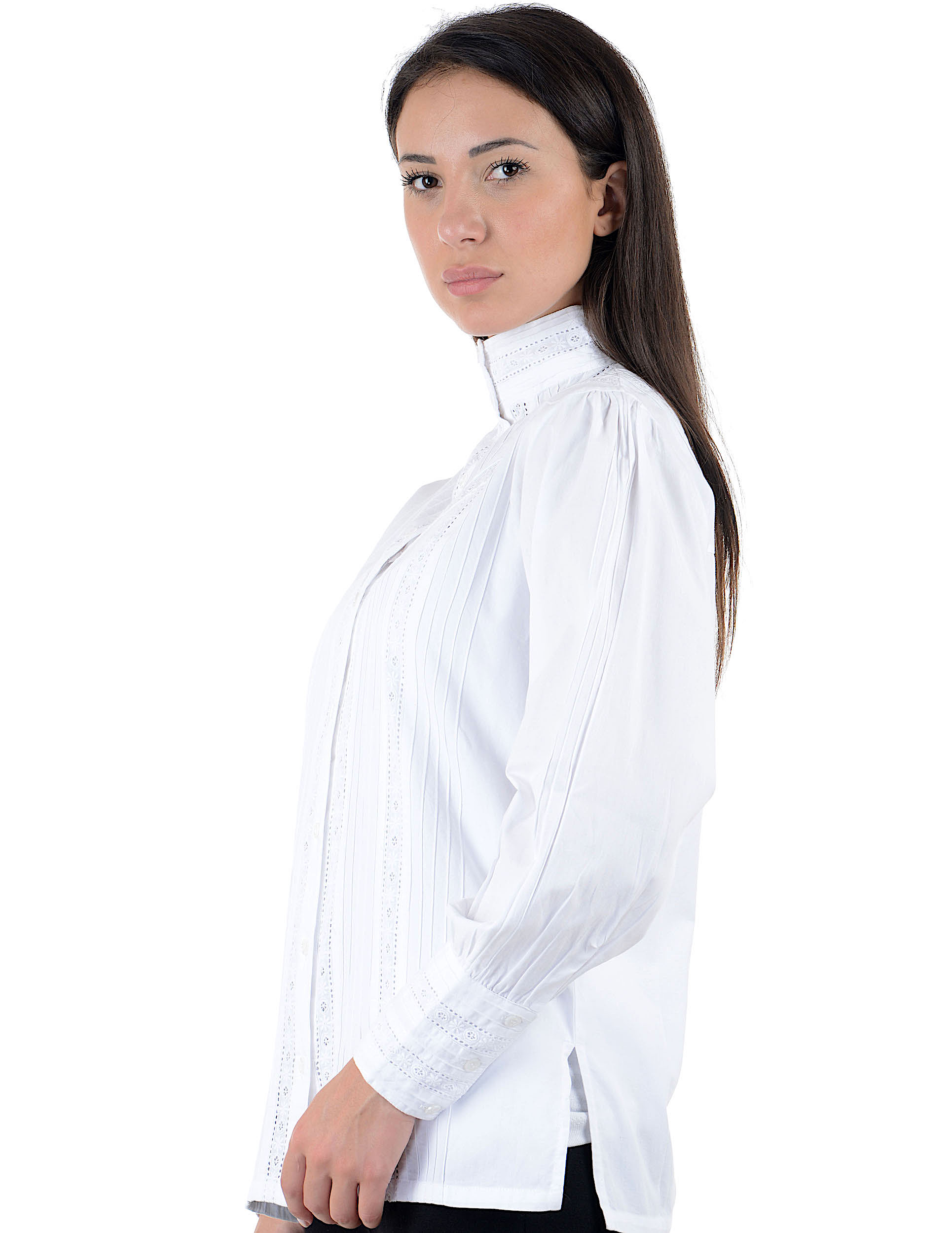 White Edwardian Blouse  Long  Sleeve  Cotton  Lane Blouse 