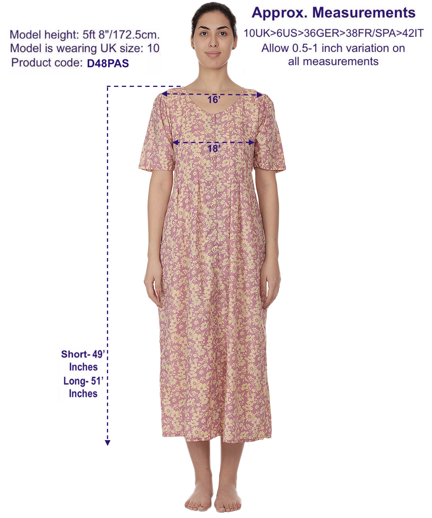 Cotton Lane Wrinkle-Resistant Printed Dress 
