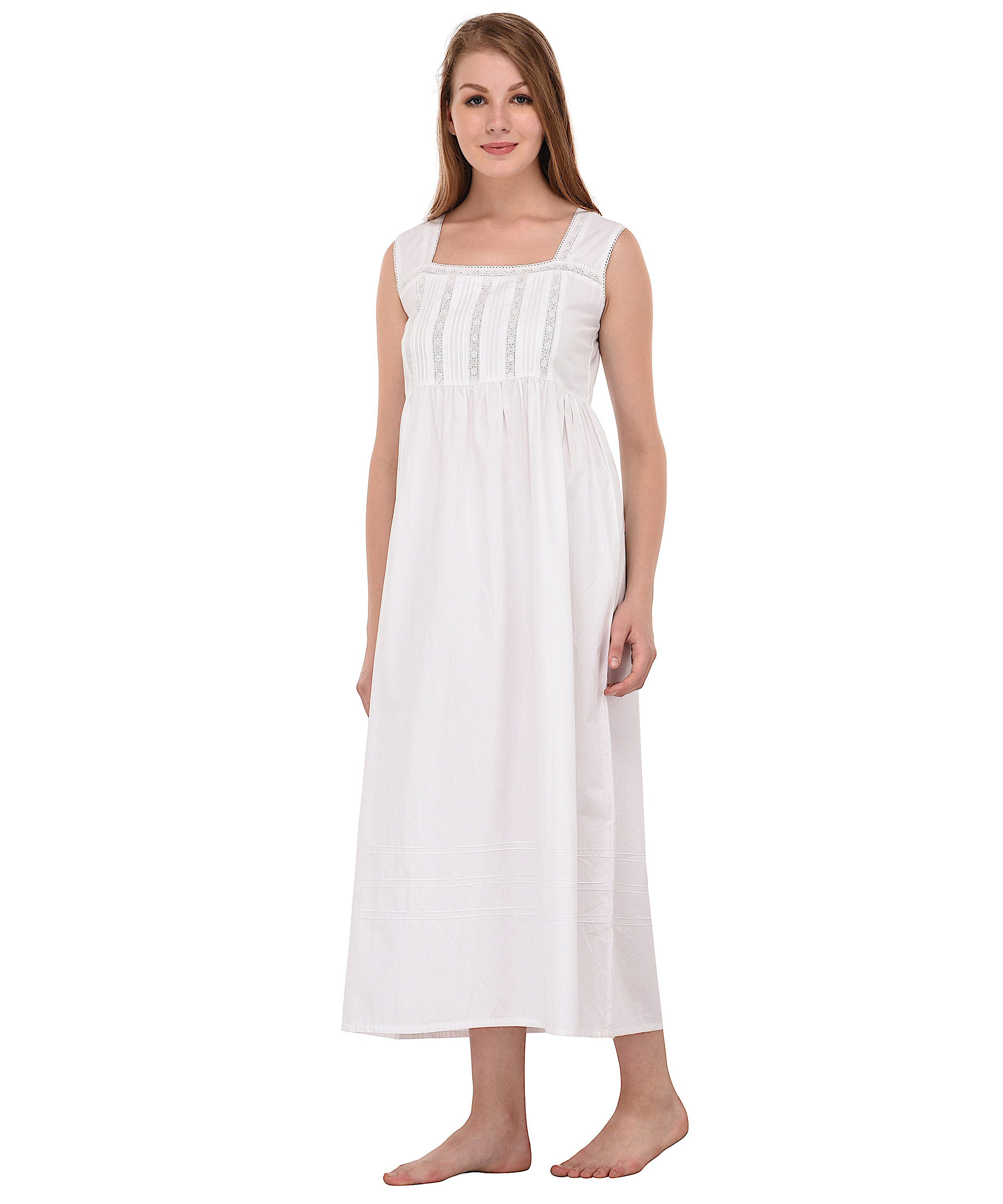 White Cotton Vintage Reproduction Nightdress N80-WT. Sizes UK 8 to 38 ...