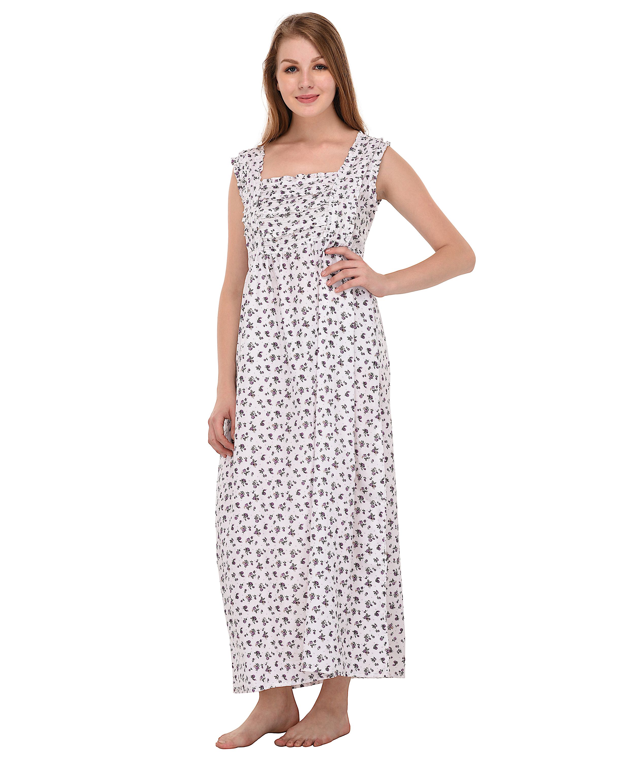 Cotton Lane Wrinkle-Resistant Printed Dress D224PAS | COTTON LANE