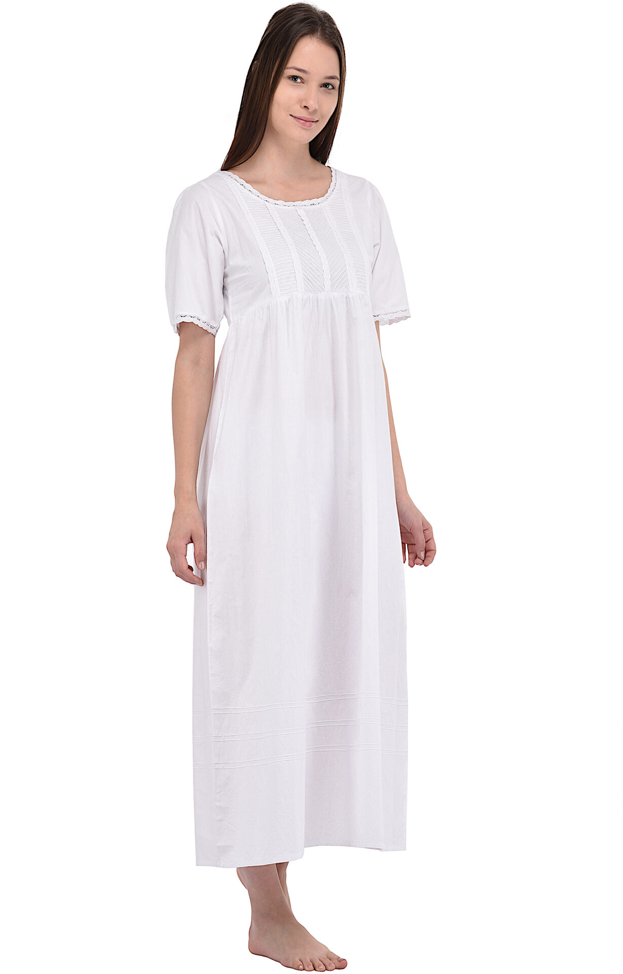Ladies Classic Short Sleeve Lace Nightdress – Cotton Lane – London