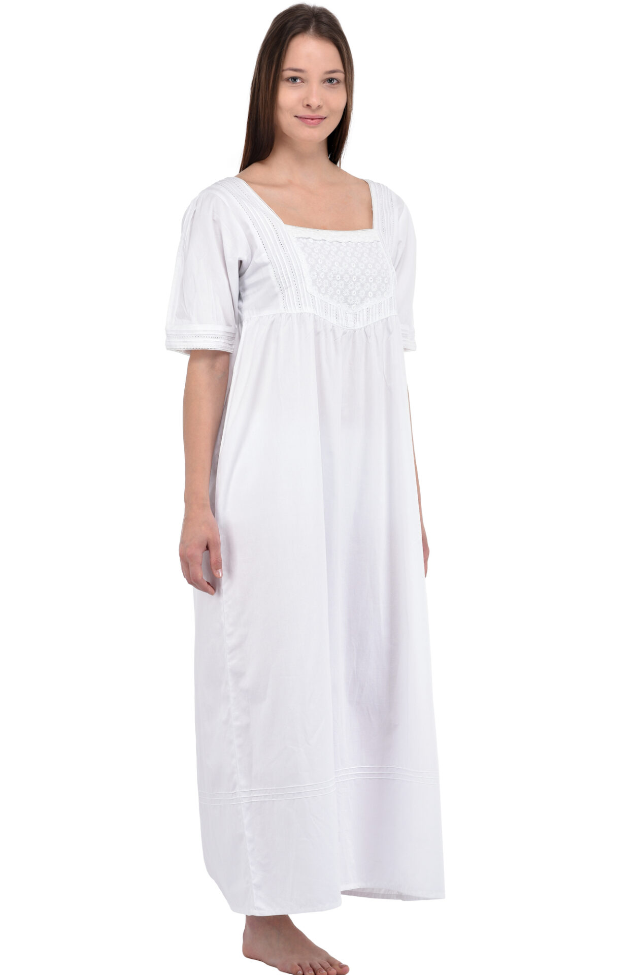 Ladies Pure Cotton White Nightdress Plus Size – Cotton Lane – London