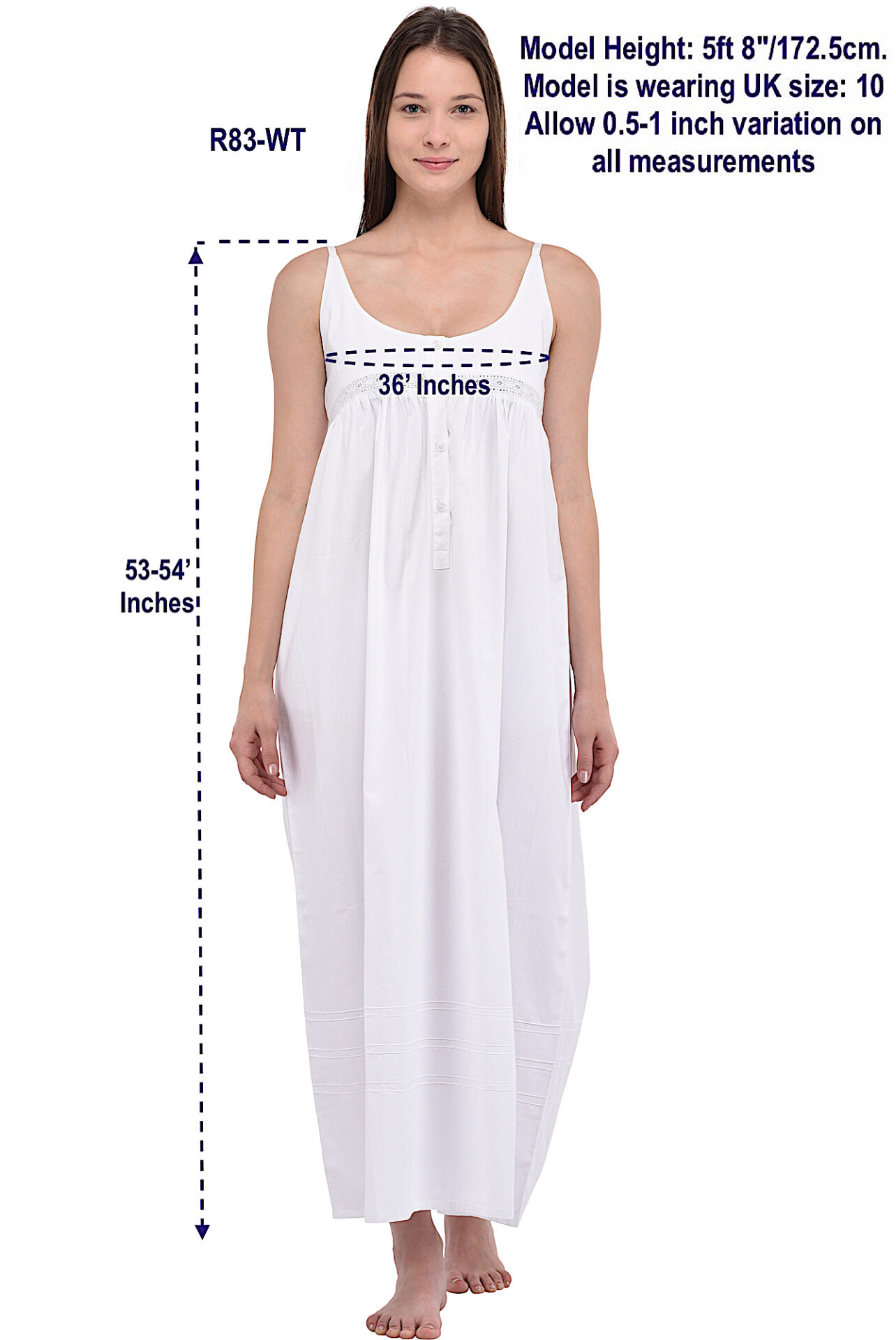 Long LengthLadies White Cotton Nightdress Cotton Lane London