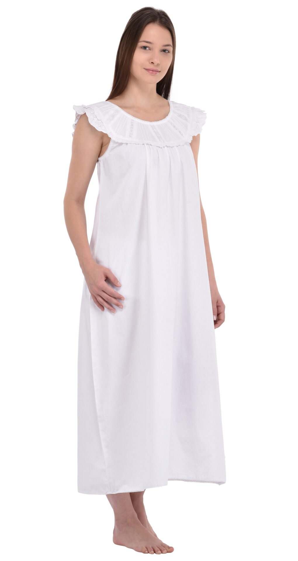 thumbnail image 2 of Linclalor 100% Cotton Winter Classic Cuffless Nightdress – Warm & Comfortable, Made In Italy 2 of 4