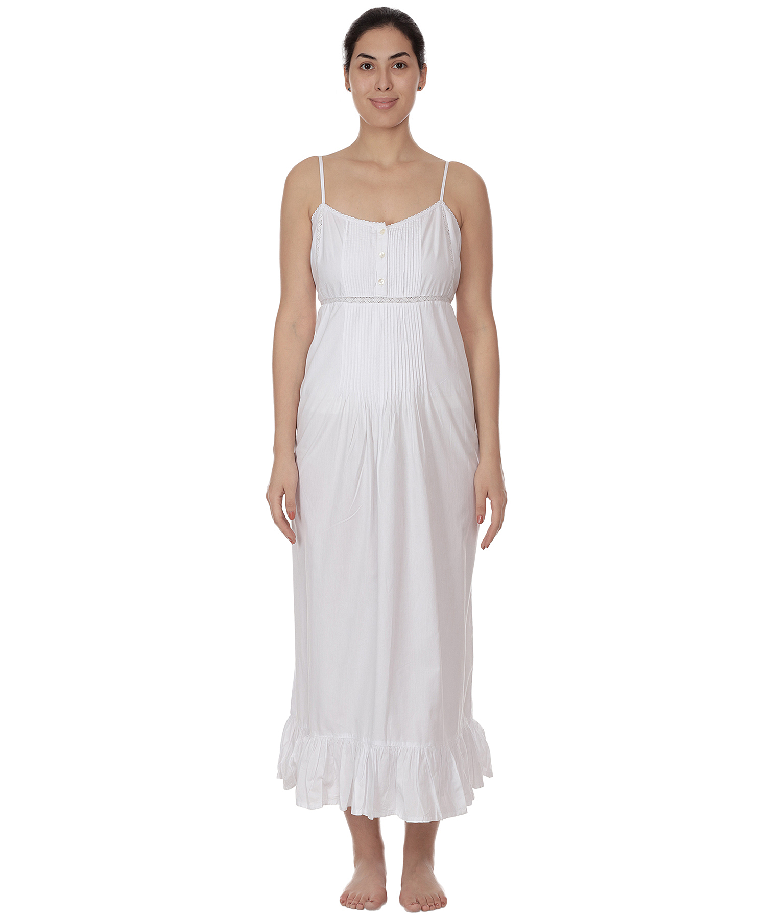 White Sleeveless Cotton Classic Nightdress – Cotton Lane – London
