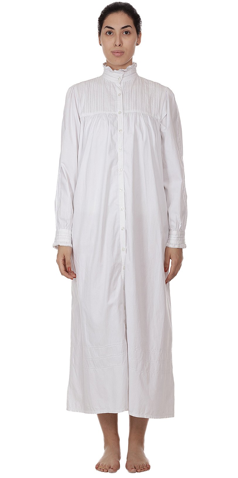 white cotton nightdress long sleeve